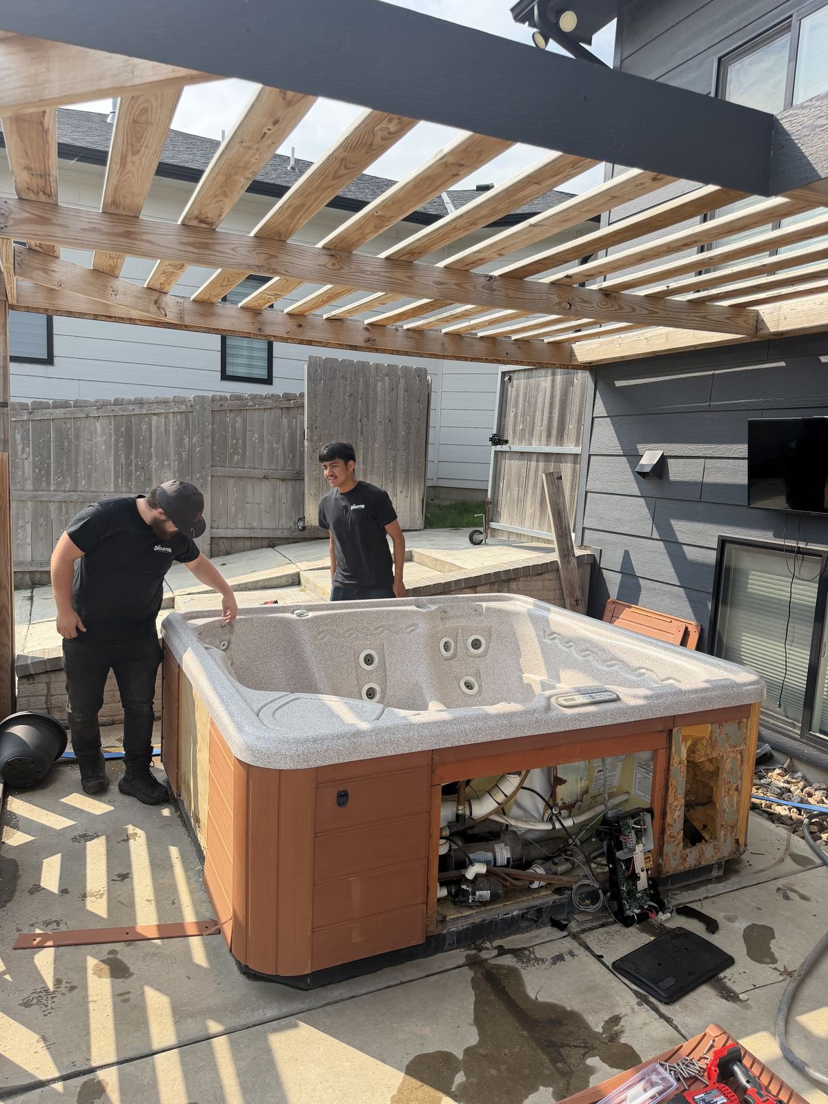 Hot tub removal — before