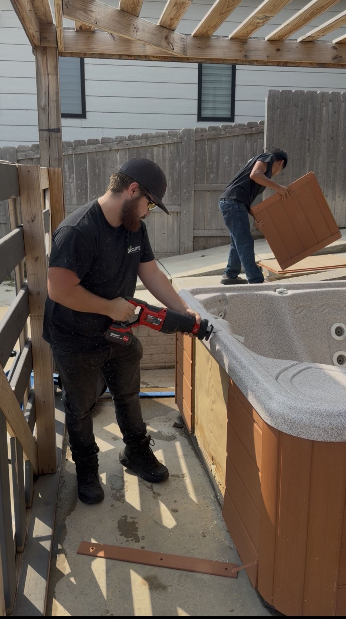 Cutting down an old hot tub